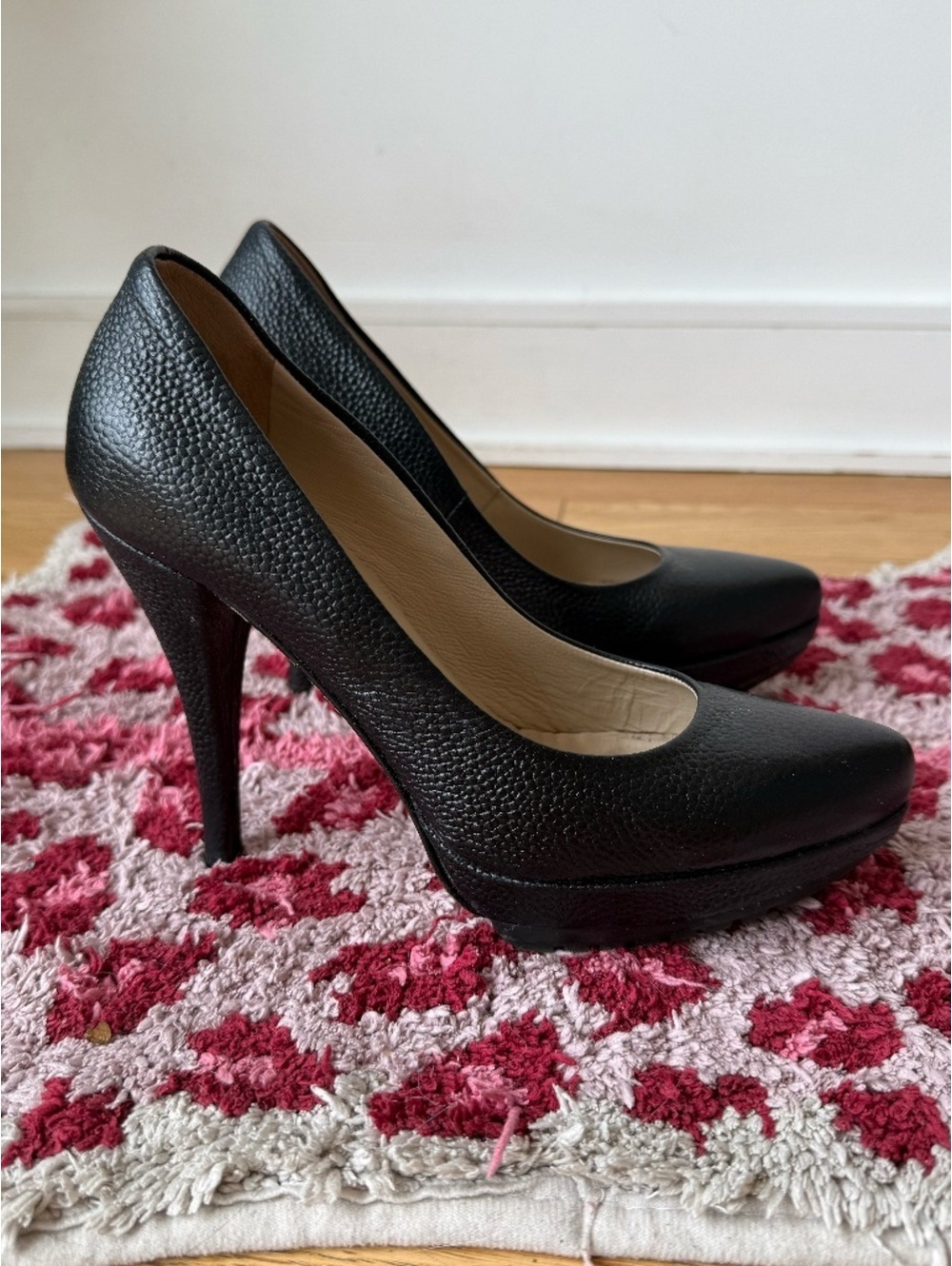Vintage Made In Italy Genuine 100% Leather Platform Stiletto Pumps, EU 36